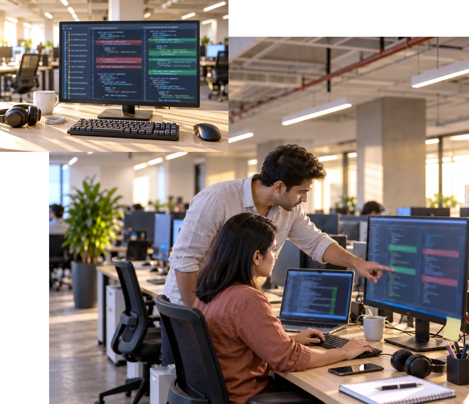 Developers collaborating on website and application development