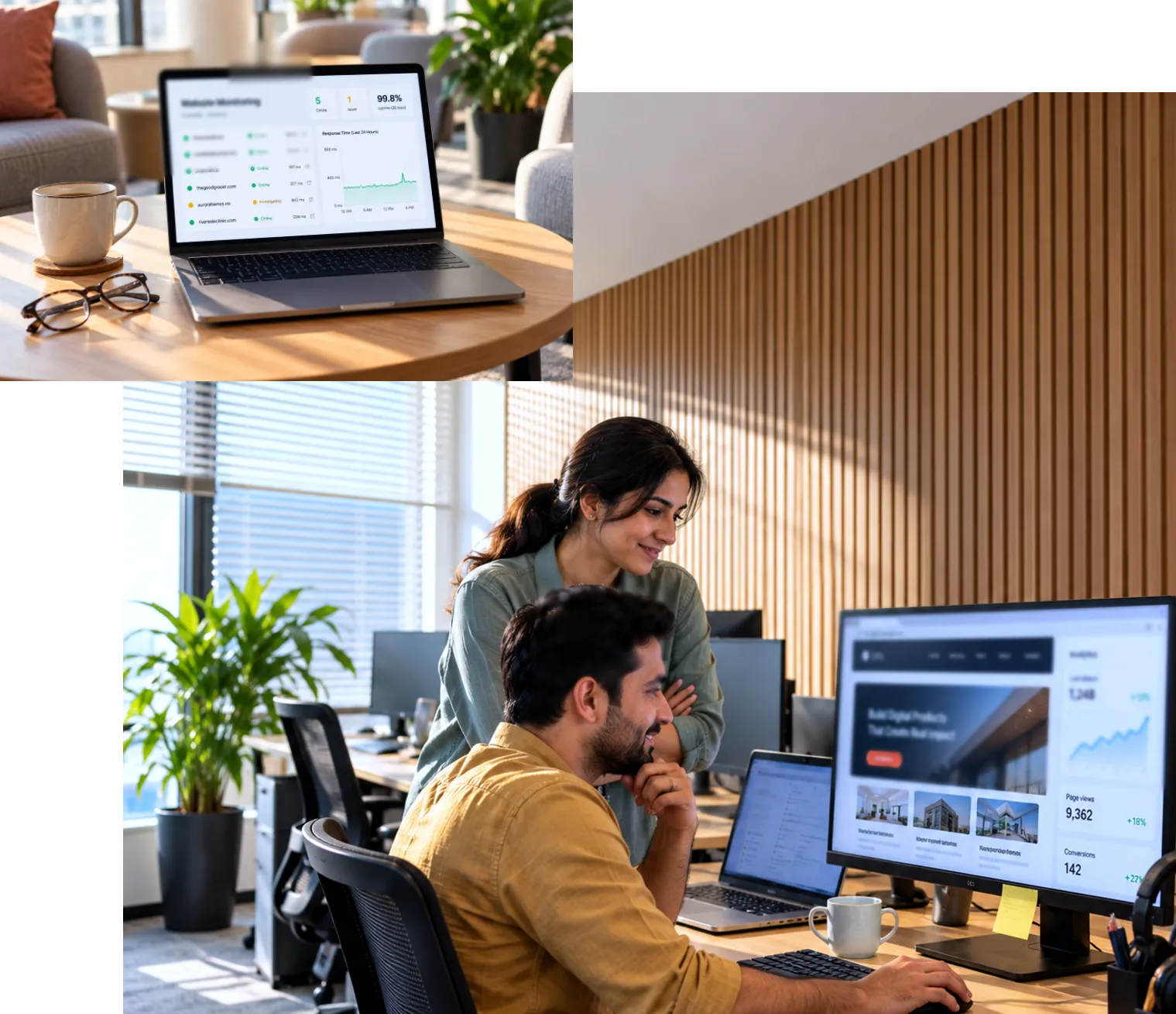 Team reviewing website performance and ongoing improvements after launch